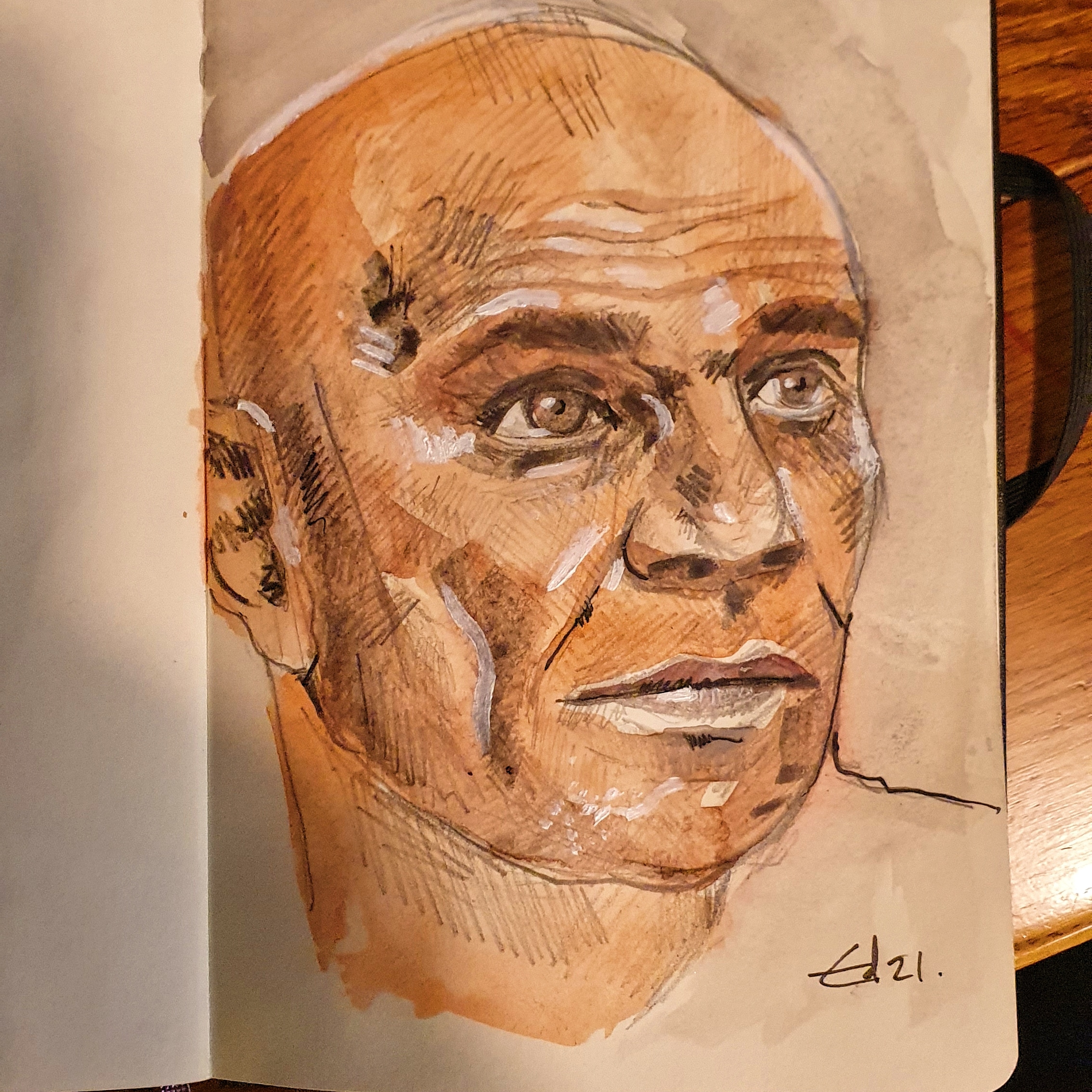 Goldie, pencil, watercolour and ink (sketchbook piece) 2021
