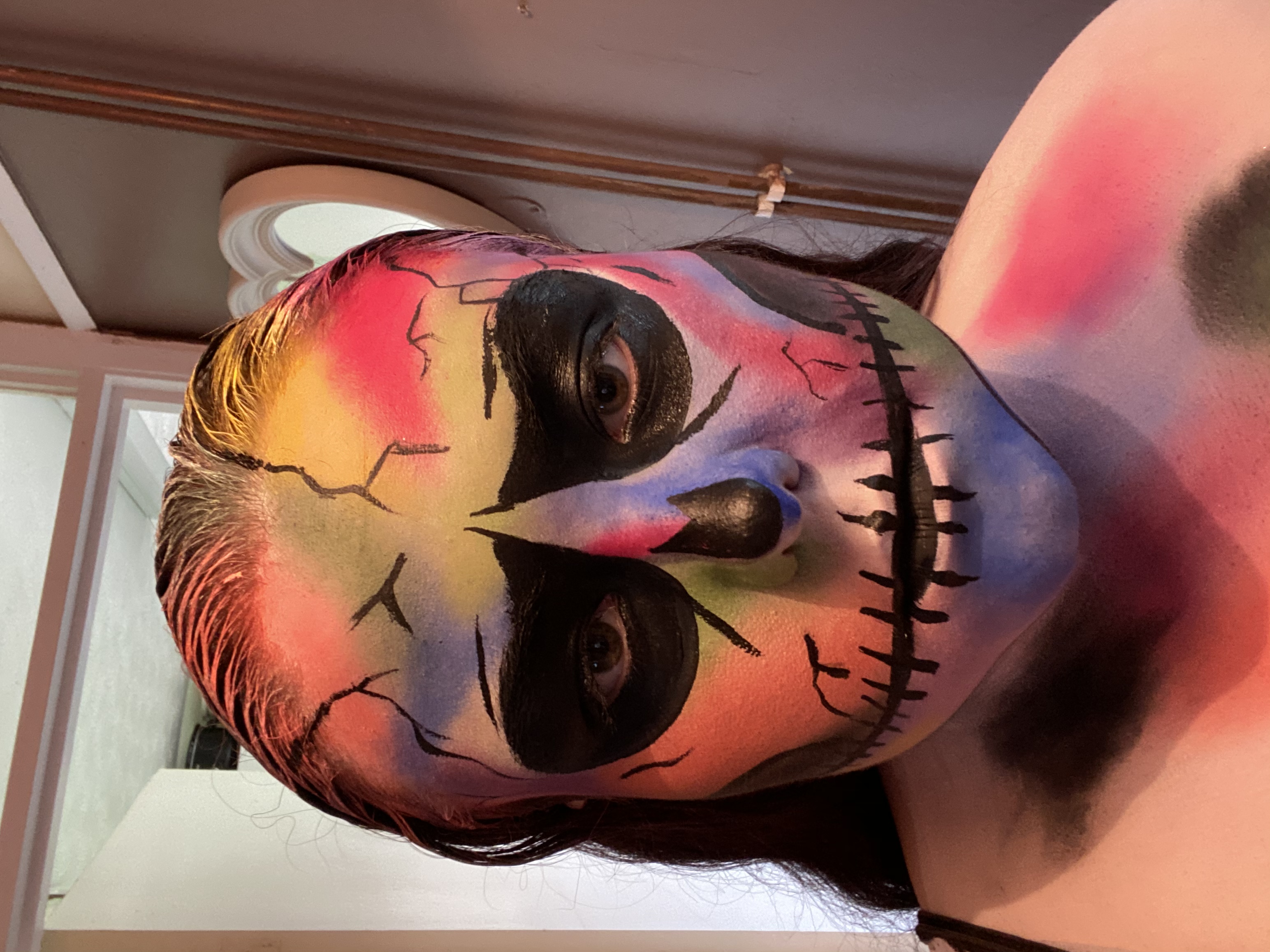 Rainbow Skull Body Art