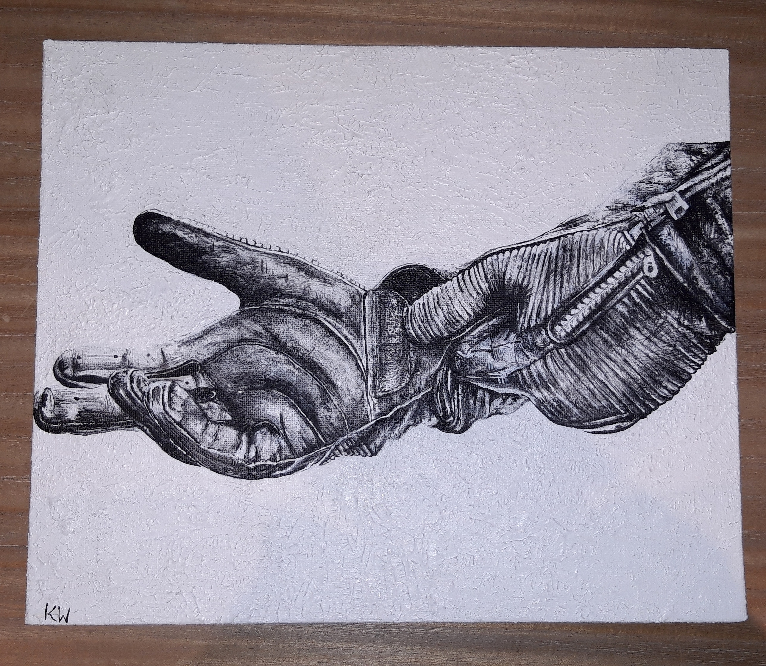 Commission: Acrylic Recreation of photograph of Motorcycle gloves.