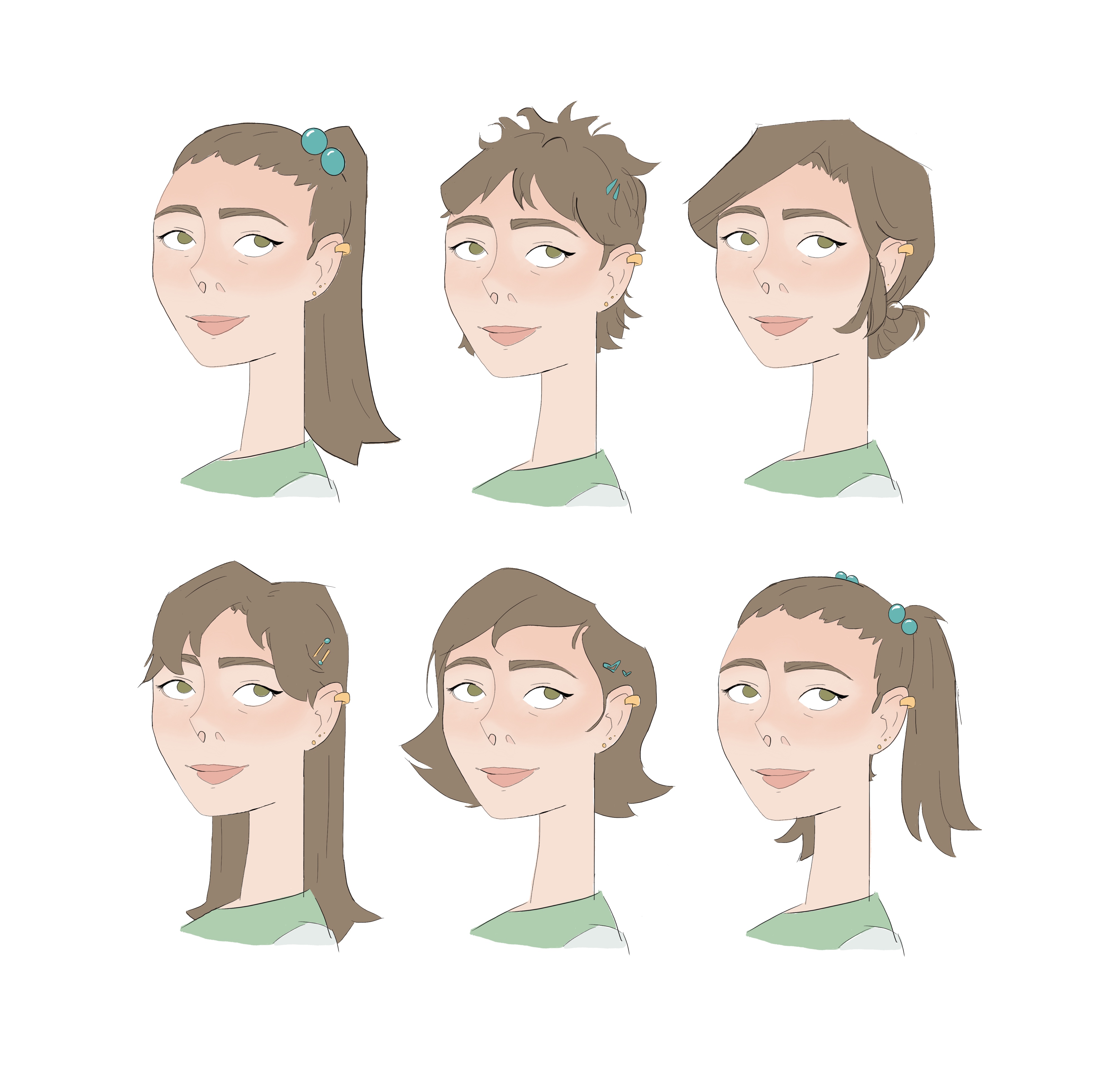 Hair style exploration for an original character design