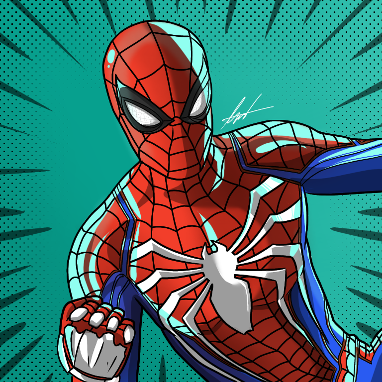 My original digital drawing of Peter Parker / Spider-Man from the Spider-Man game