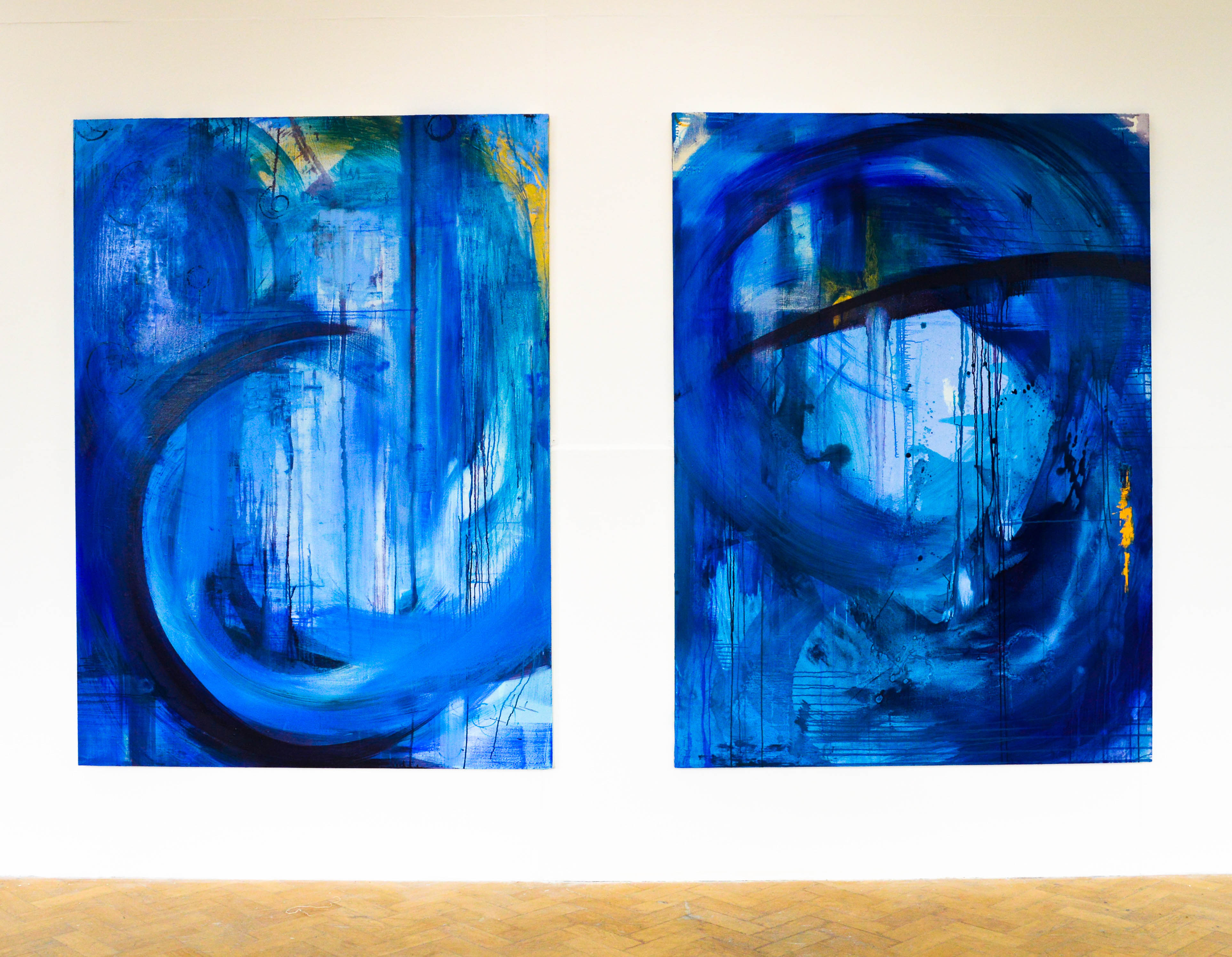 Blue Series 2. Oil on canvas. Diptych. 182.9x134.5cm. For sale.