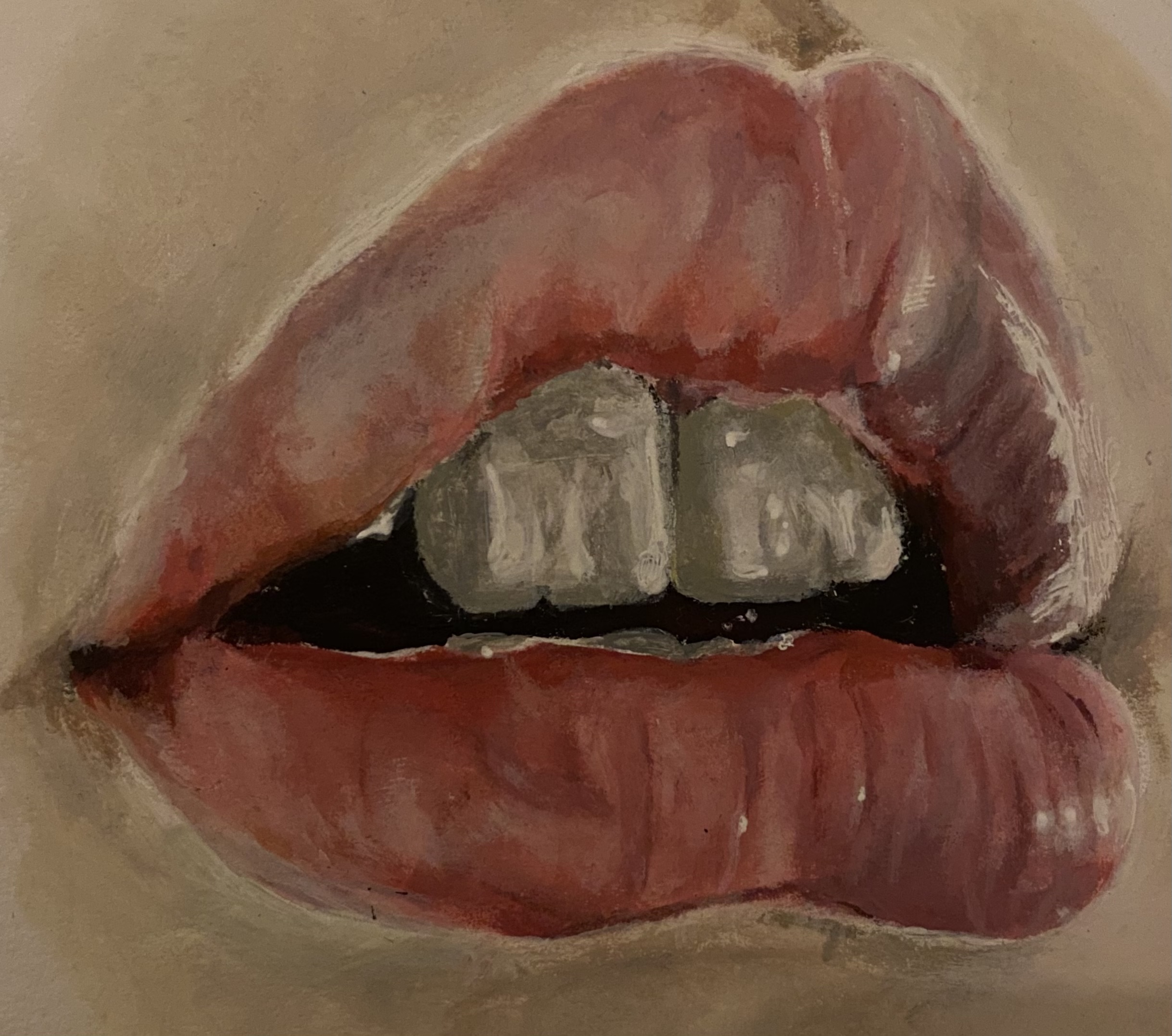 Acrylic lip painting from observation