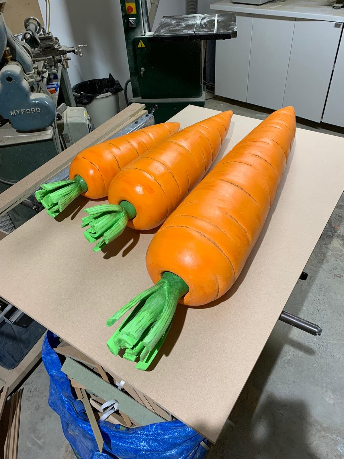 Giant carrot props for a tv advert