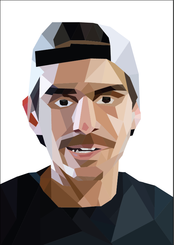 A low poly portrait of professional skateboarder Carlos Lastra