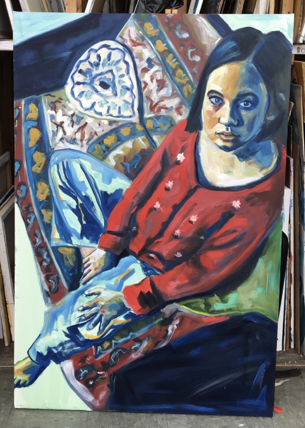 portrait of my sister, oil paint 150cm x 100cm