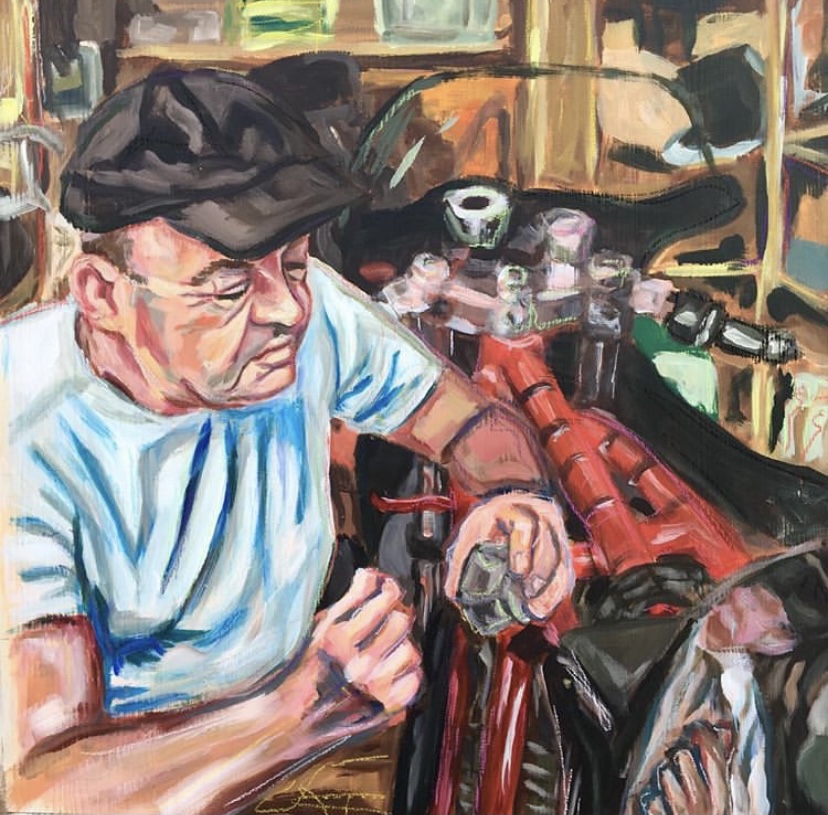 acrylic portrait of my dad, based on the theme ‘work’
