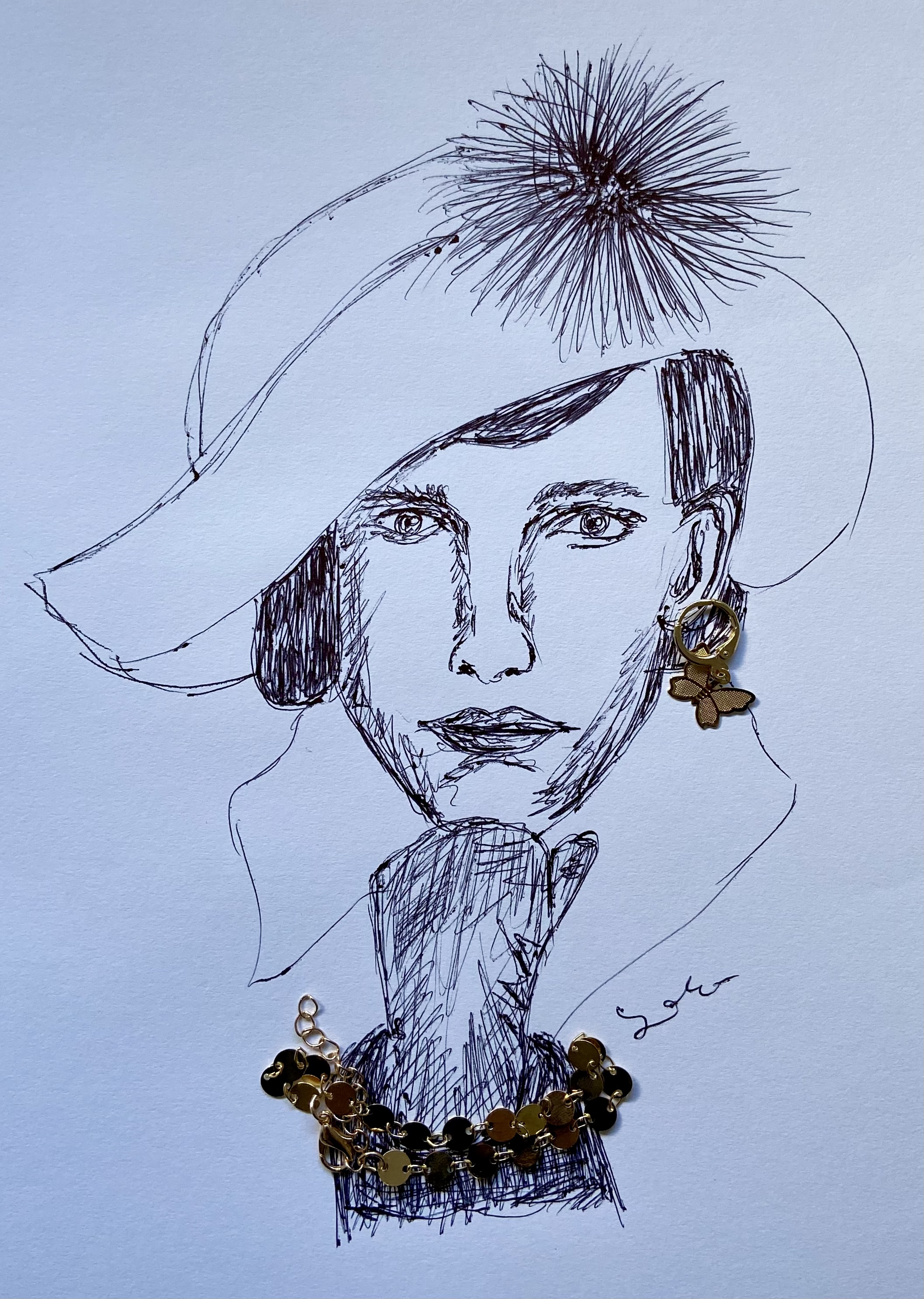 Ballpen Drawing ✍🏻 with Jewelries