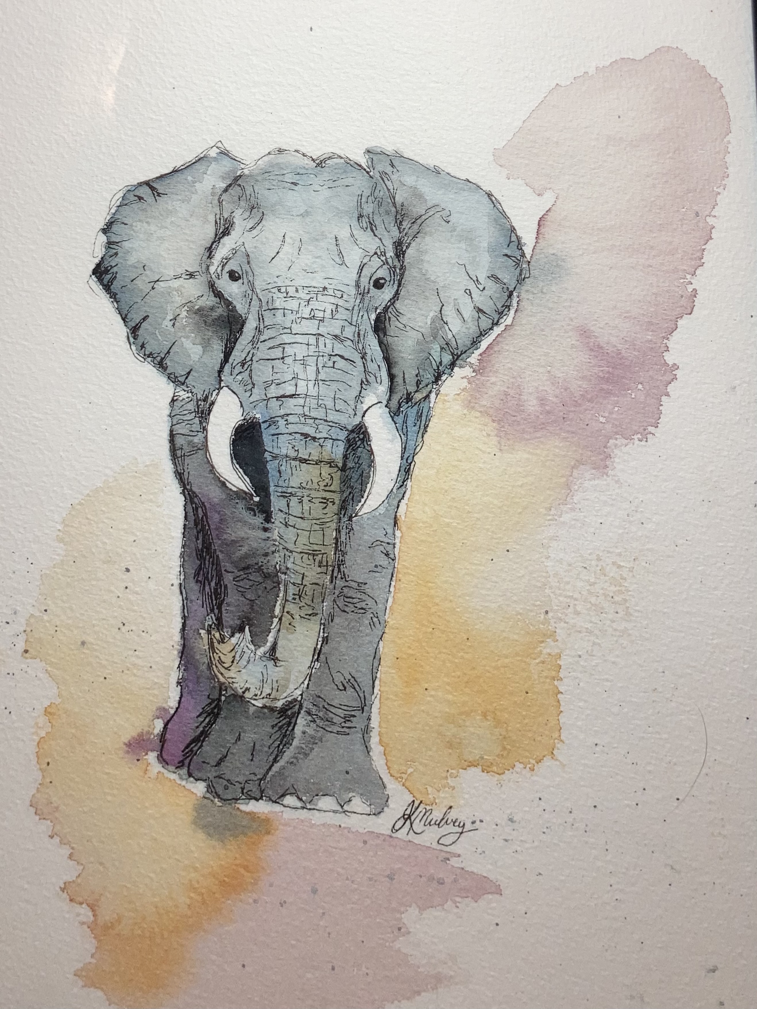 A watercolour elephant illustration as a gift for a friend