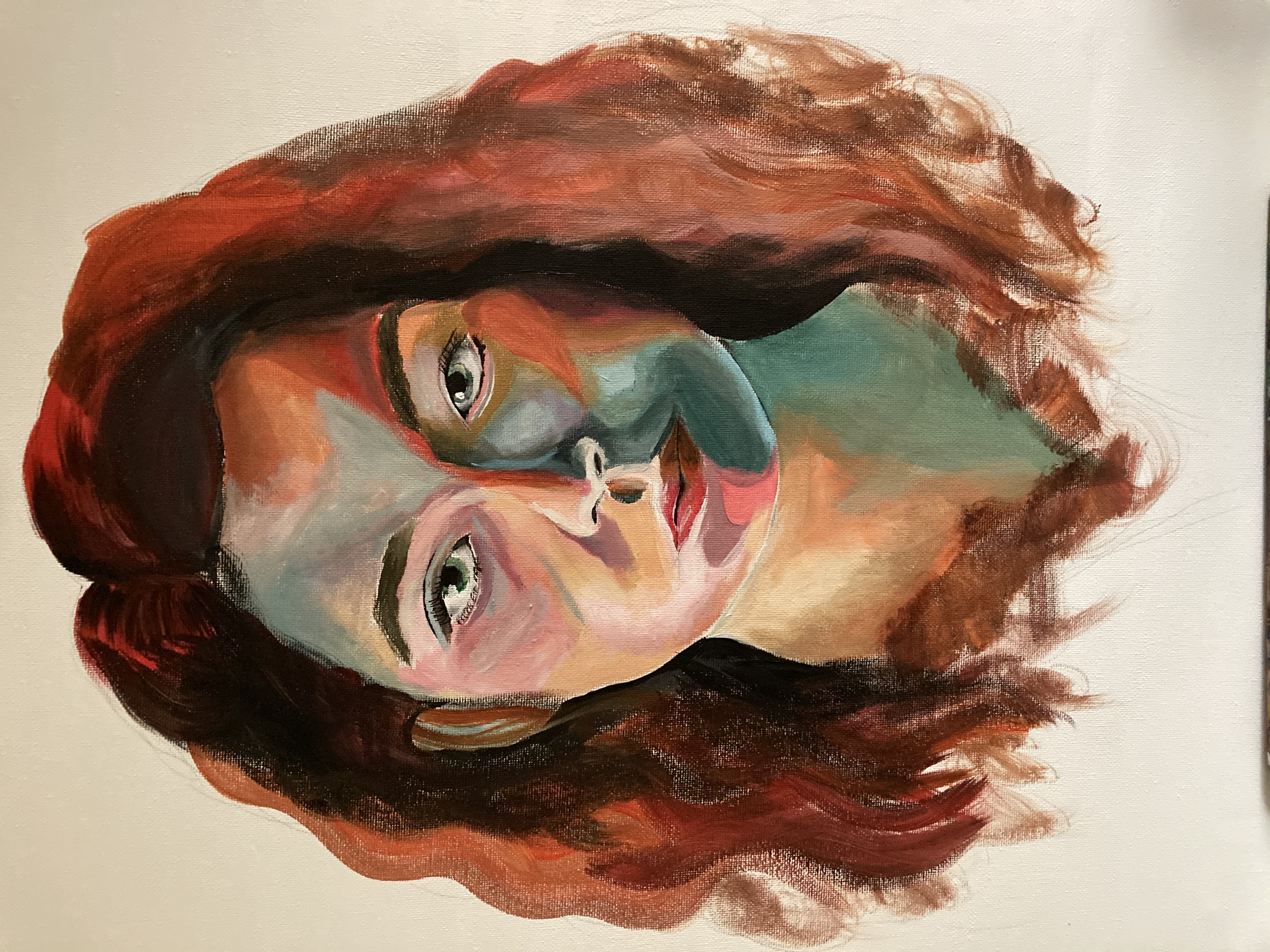 Here is my most recent piece of work for my a-level artwork. It is a colourful portrait of a good friend of mine