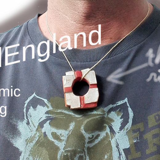 the Red England ring, ceramic artWork, made in Barcelona