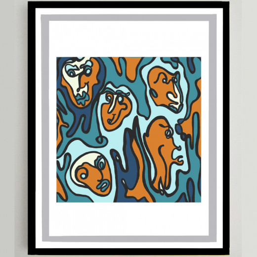 Abstract faces print