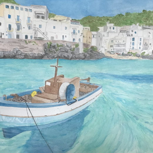 Mediterranean Harbour. Watercolor