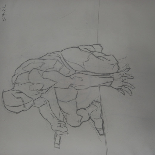 Another body sketch I did, taking a while doing all the angles and proportions, not as fun to draw as the angles are more sharp and less soft, was quite a bit harder to draw as I couldn't get the left hand right