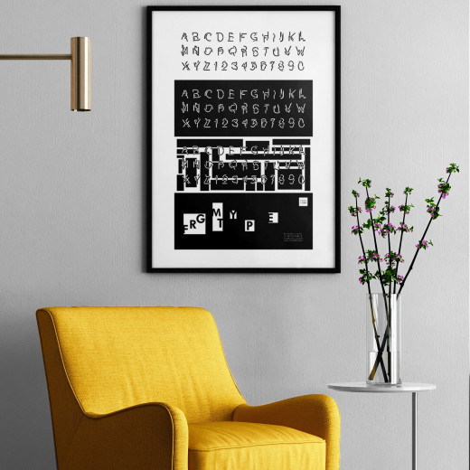 Poster mockup for custom font FRGMTYPE (self-initiated)