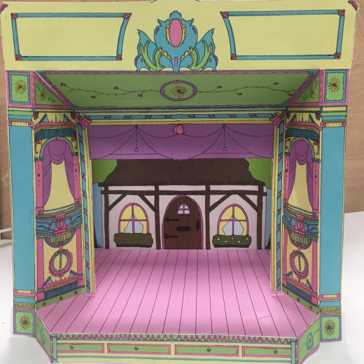 Coloured version of my Toy Theatre, based on Darlington Hippodrome Theatre