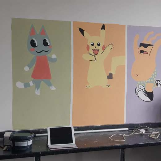 Paintings in a youth project I volunteer for