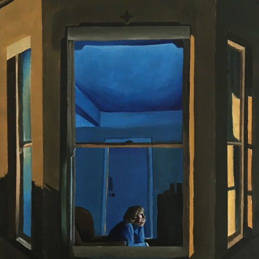 ‘Outside looking in’ | Acrylic paint on paper | A3 portrait - Selected to be in the Royal Academy Young Artists’ Summer Show 2021 ‘I wanted this piece to reflect the social isolation of lockdown’