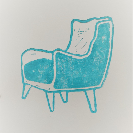 Armchair (2021) Lino Print