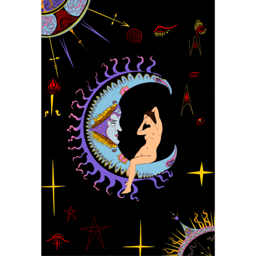 The Moon Tarot card, Procreate Illustration