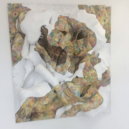 1.5X1.5 meter, sculpture using modrock and watercolour. Celebrating the beauty of the female form