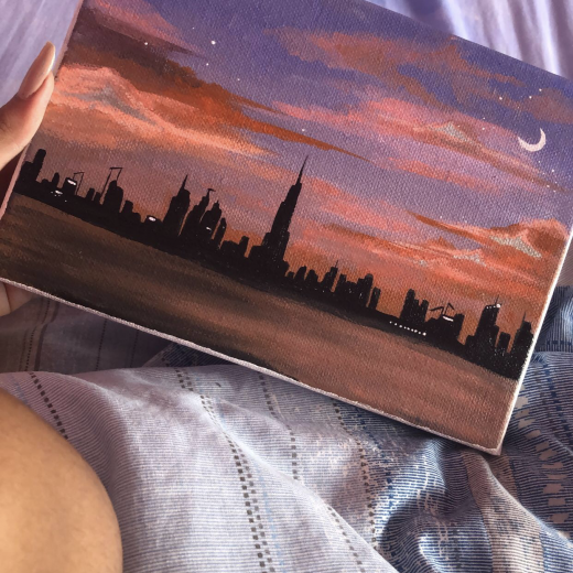 Hand drawn with acrylic paint
