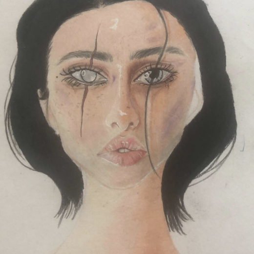 free hand drawn with colour pencils